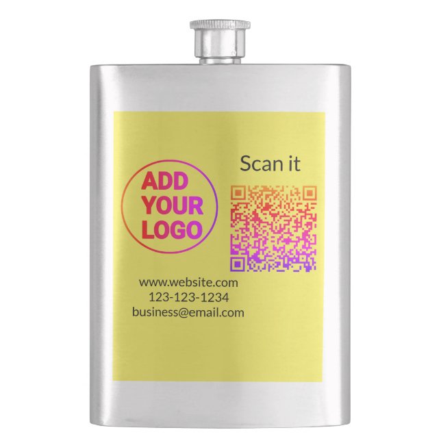 Simple minimal q r code add logo scan code name we hip flask (Front)