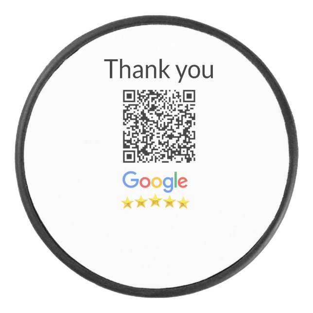 Simple minimal q r code add logo scan code name we hockey puck (Front)