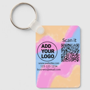Simple minimal q r code add logo scan code name we key ring