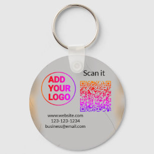 Simple minimal q r code add logo scan code name we key ring