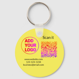 Simple minimal q r code add logo scan code name we key ring