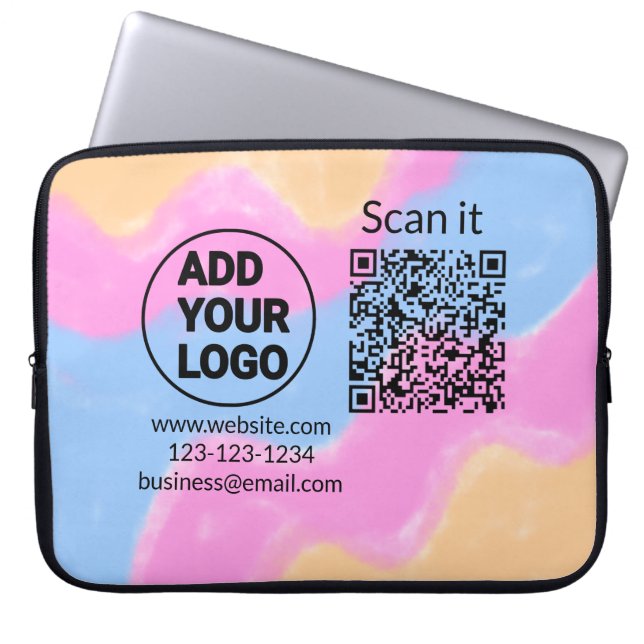 Simple minimal q r code add logo scan code name we laptop sleeve (Front)