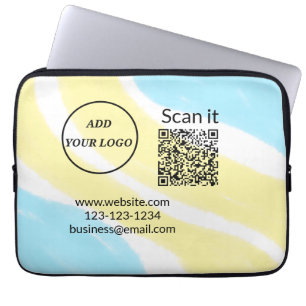 Simple minimal q r code add logo scan code name we laptop sleeve