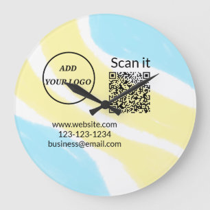 Simple minimal q r code add logo scan code name we large clock