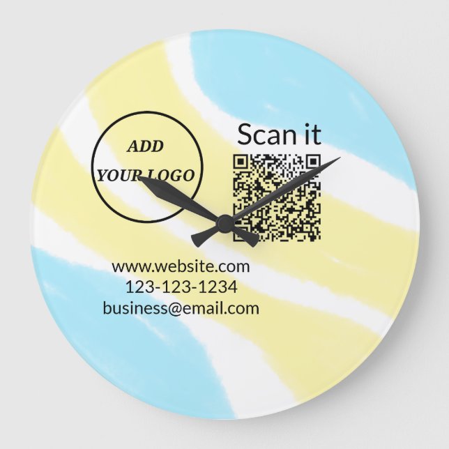 Simple minimal q r code add logo scan code name we large clock (Front)