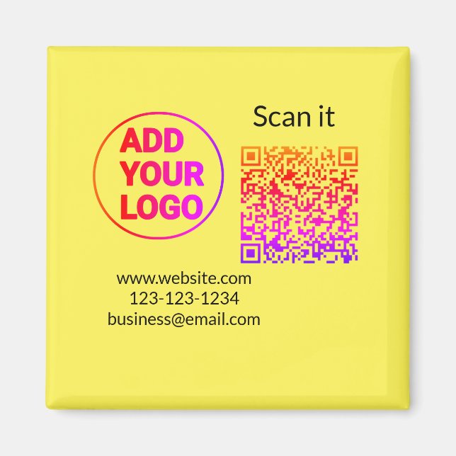Simple minimal q r code add logo scan code name we magnet (Front)