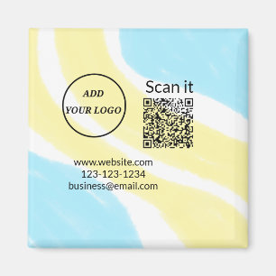 Simple minimal q r code add logo scan code name we magnet