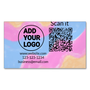 Simple minimal q r code add logo scan code name we magnetic business card