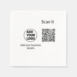 Simple minimal q r code add logo scan code name we napkin