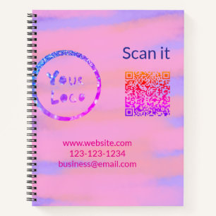 Simple minimal q r code add logo scan code name we notebook