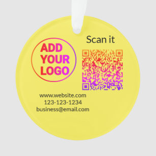 Simple minimal q r code add logo scan code name we ornament