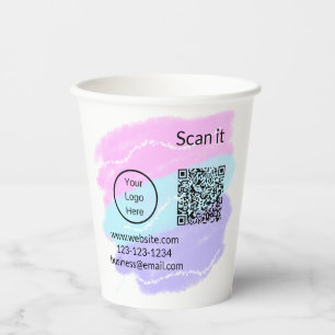 Simple minimal q r code add logo scan code name we paper cups
