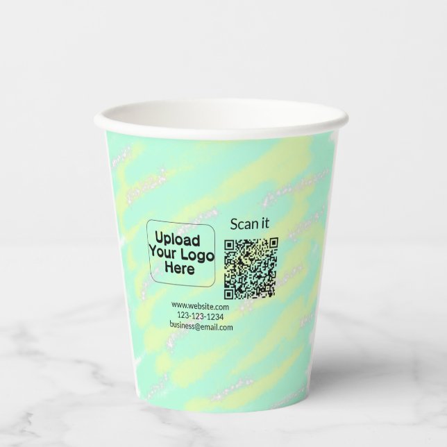 Simple minimal q r code add logo scan code name we paper cups (Front)