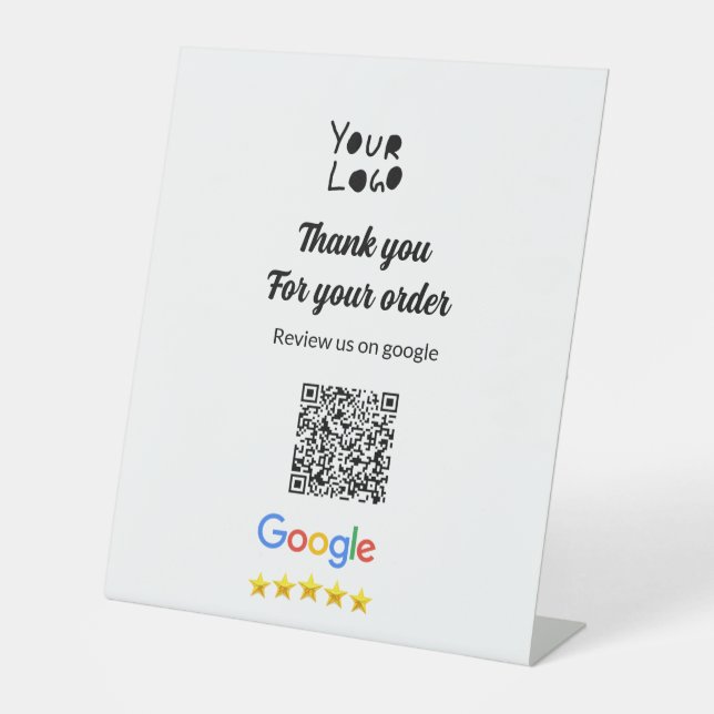 Simple minimal q r code add logo scan code name we pedestal sign (Front)