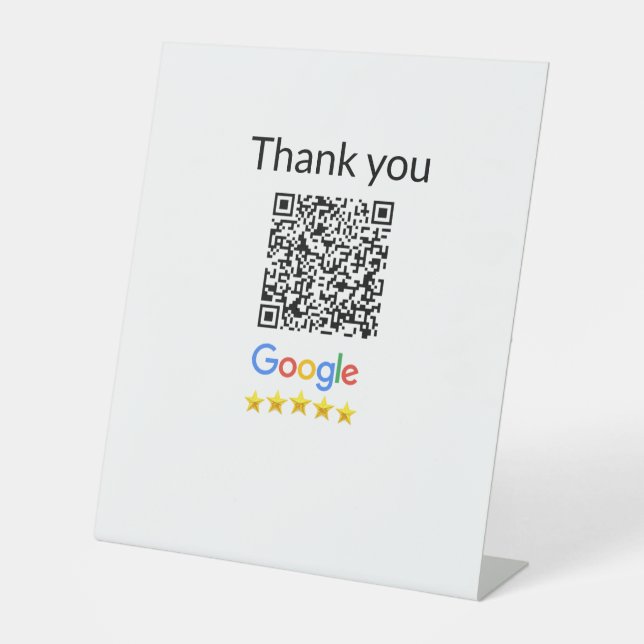 Simple minimal q r code add logo scan code name we pedestal sign (Front)