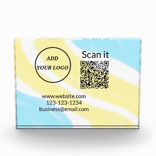 Simple minimal q r code add logo scan code name we photo block (Front)