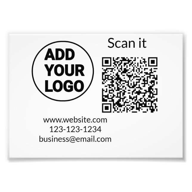 Simple minimal q r code add logo scan code name we photo print (Front)