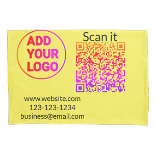 Simple minimal q r code add logo scan code name we pillowcase