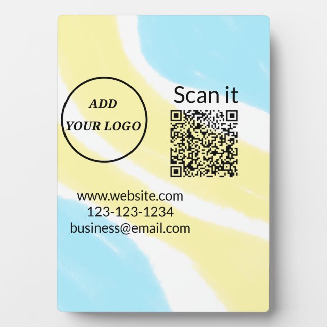 Simple minimal q r code add logo scan code name we plaque (Front)