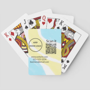 Simple minimal q r code add logo scan code name we playing cards