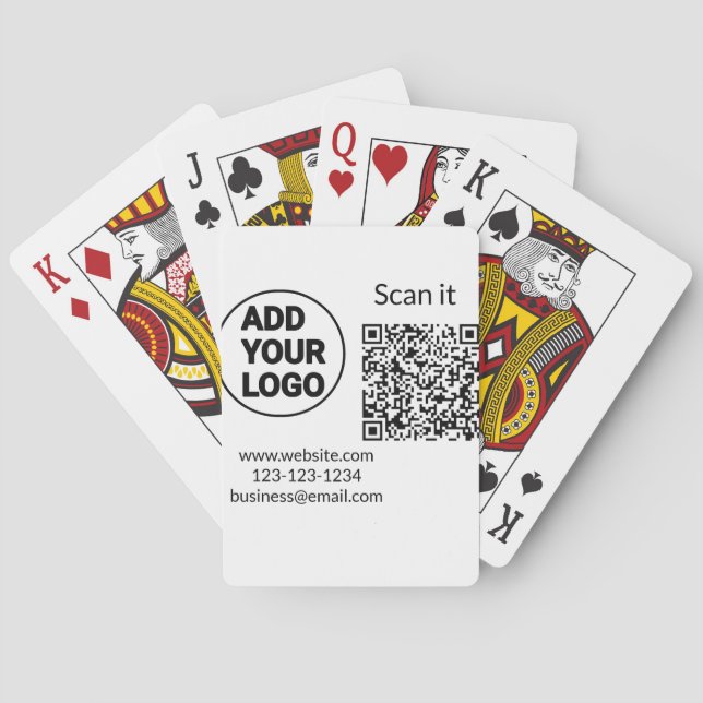 Simple minimal q r code add logo scan code name we playing cards (Back)