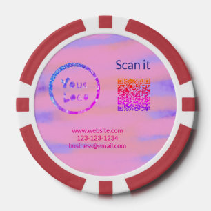 Simple minimal q r code add logo scan code name we poker chips