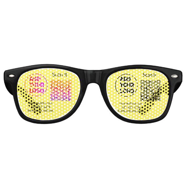 Simple minimal q r code add logo scan code name we retro sunglasses (Front)