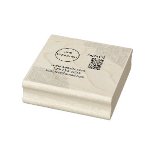 Simple minimal q r code add logo scan code name we rubber stamp