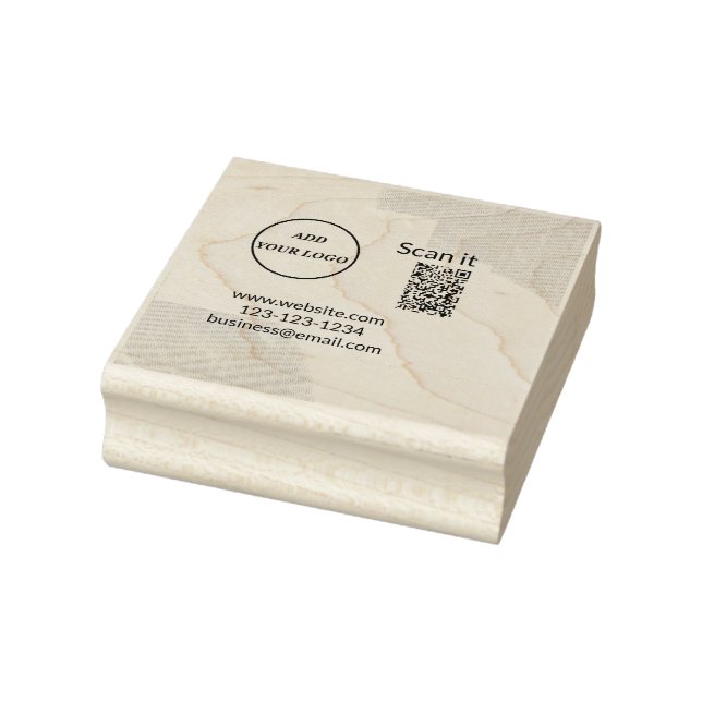 Simple minimal q r code add logo scan code name we rubber stamp (Stamp)