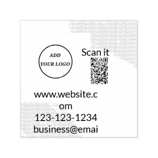 Simple minimal q r code add logo scan code name we self-inking stamp