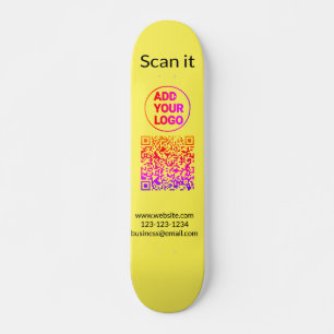 Simple minimal q r code add logo scan code name we skateboard