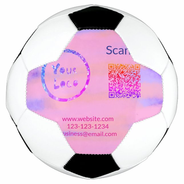 Simple minimal q r code add logo scan code name we soccer ball (Front)