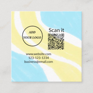Simple minimal q r code add logo scan code name we square business card