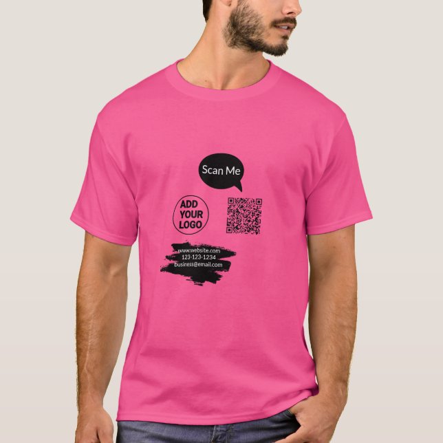 Simple minimal q r code add logo scan code name we T-Shirt (Front)