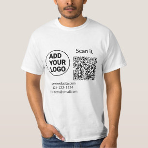Simple minimal q r code add logo scan code name we T-Shirt