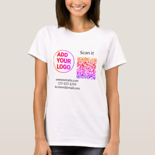 Simple minimal q r code add logo scan code name we T-Shirt