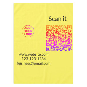 Simple minimal q r code add logo scan code name we tablecloth