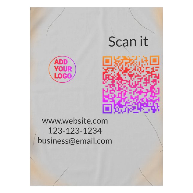 Simple minimal q r code add logo scan code name we tablecloth (Front)