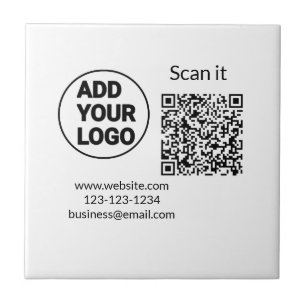 Simple minimal q r code add logo scan code name we tile