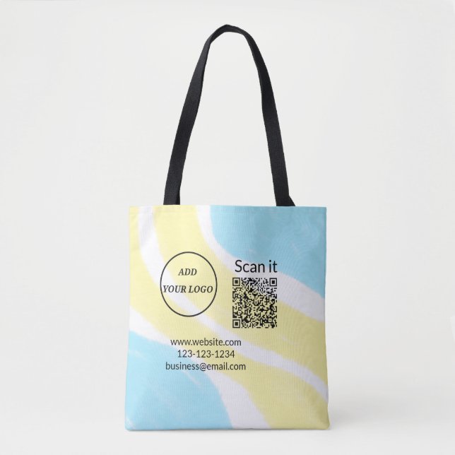 Simple minimal q r code add logo scan code name we tote bag (Front)