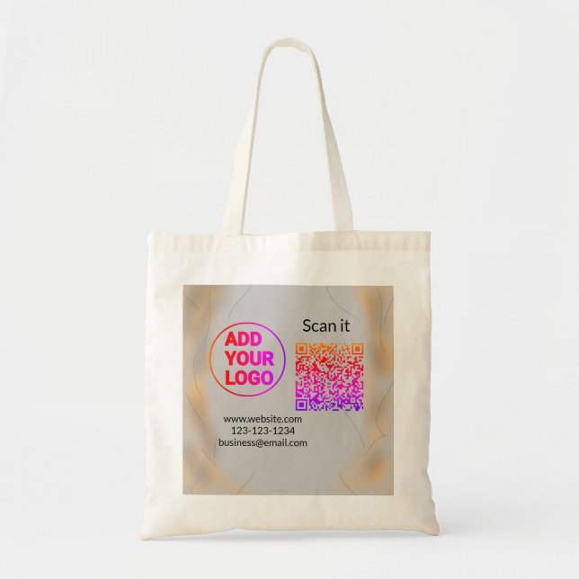 Simple minimal q r code add logo scan code name we tote bag (Front)