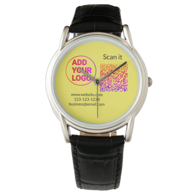 Simple minimal q r code add logo scan code name we watch (Front)