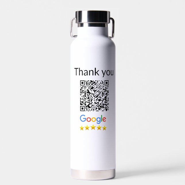 Simple minimal q r code add logo scan code name we water bottle (Front)