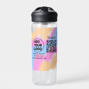 Simple minimal q r code add logo scan code name we water bottle
