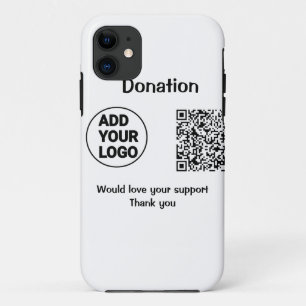 Simple minimal q r code add logo social-media text Case-Mate iPhone case