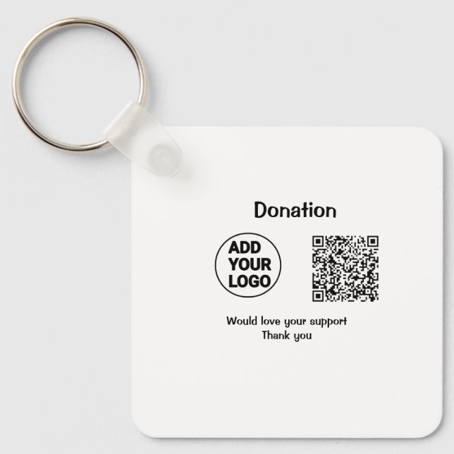 Simple minimal q r code add logo social-media text key ring (Front)