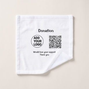 Simple minimal q r code add logo social-media text wash cloth