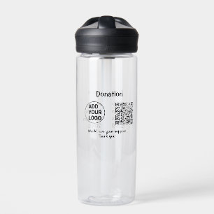 Simple minimal q r code add logo social-media text water bottle