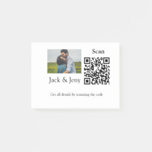 Simple minimal Q R code add photo name text Throw  Post-it Notes