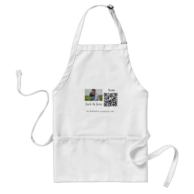 Simple minimal Q R code add photo name text Throw  Standard Apron (Front)
